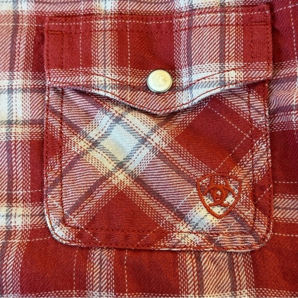 Ariat Boys Holton Retro Plaid Western Shirt Rosewood XL 18 Cowboy Rodeo Country - Picture 8 of 11